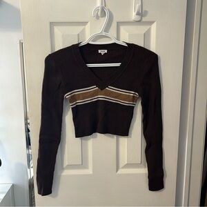 Garage Brown V-Neck Top